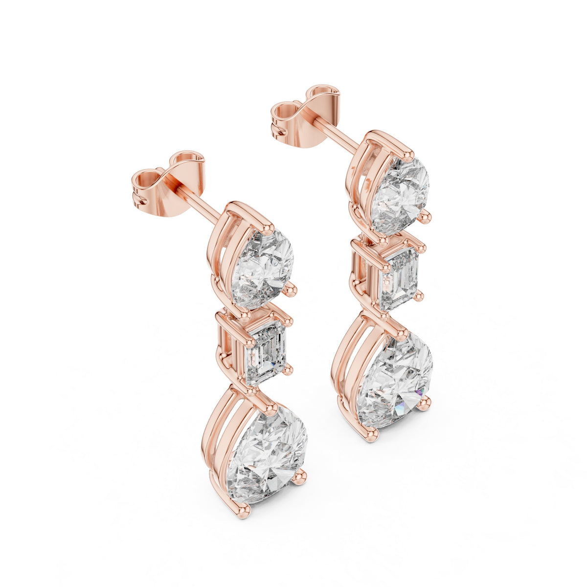 Mixed Cut Triple Drop Earrings