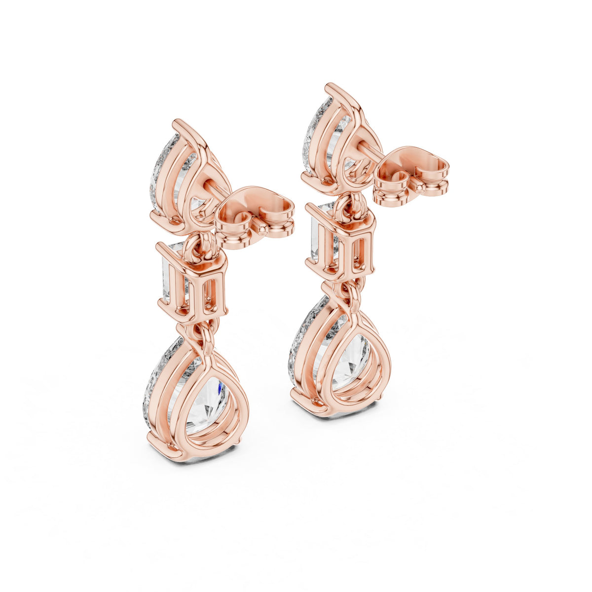 Mixed Cut Triple Drop Earrings