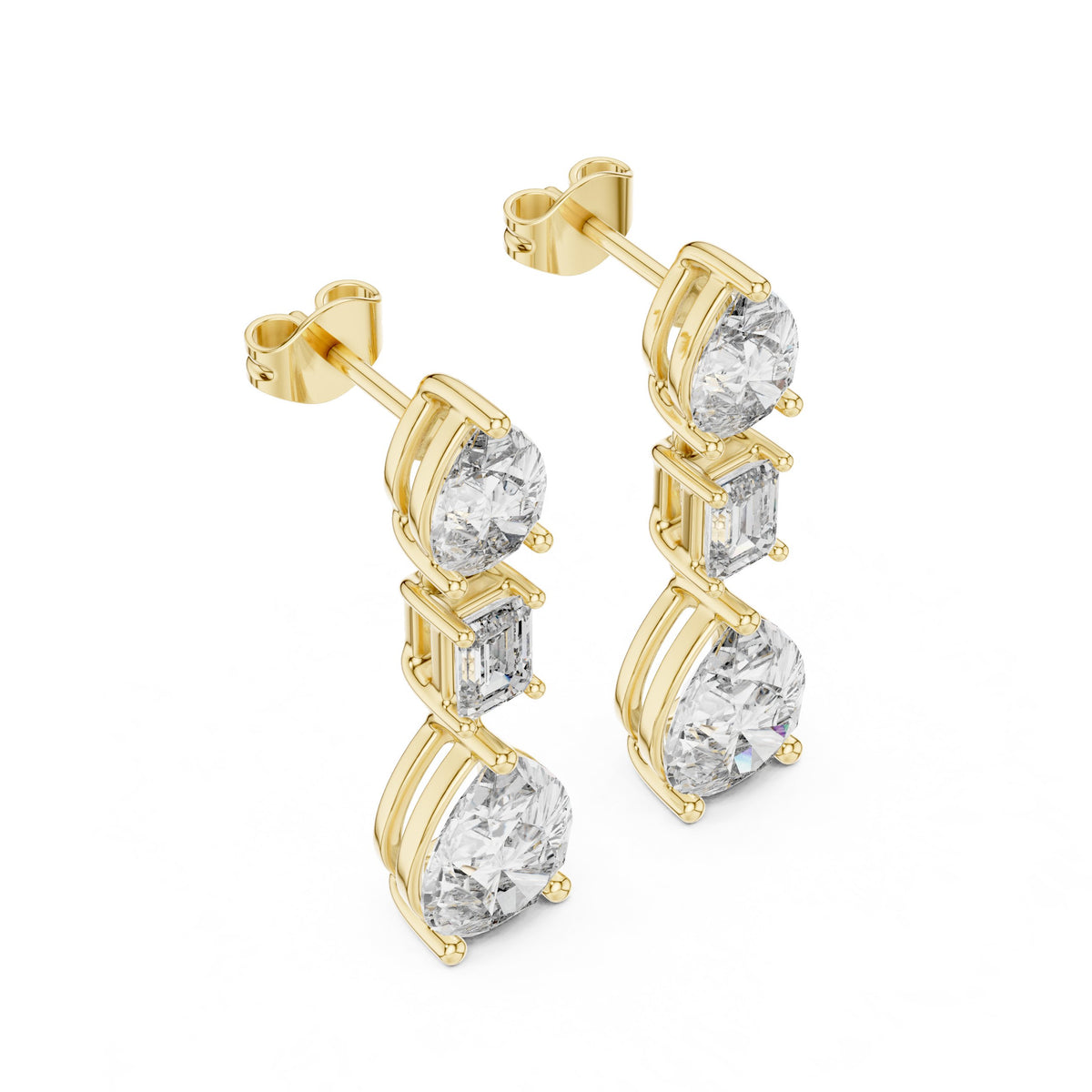 Mixed Cut Triple Drop Earrings