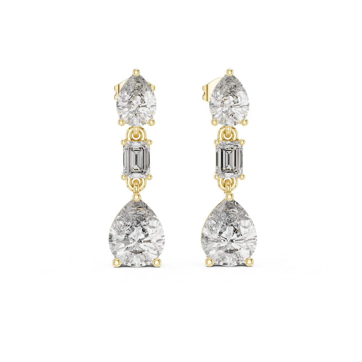 Mixed Cut Triple Drop Earrings