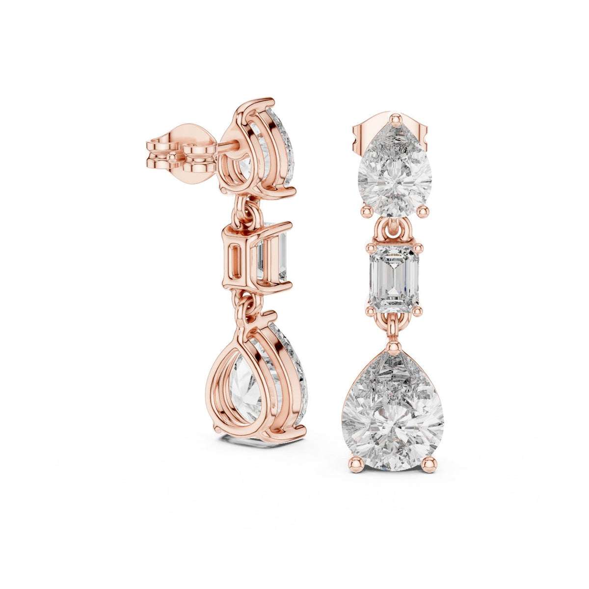 Mixed Cut Triple Drop Earrings