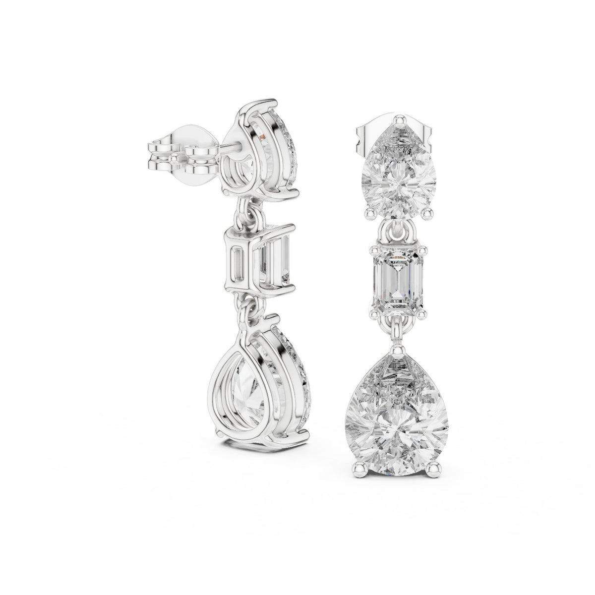 Mixed Cut Triple Drop Earrings