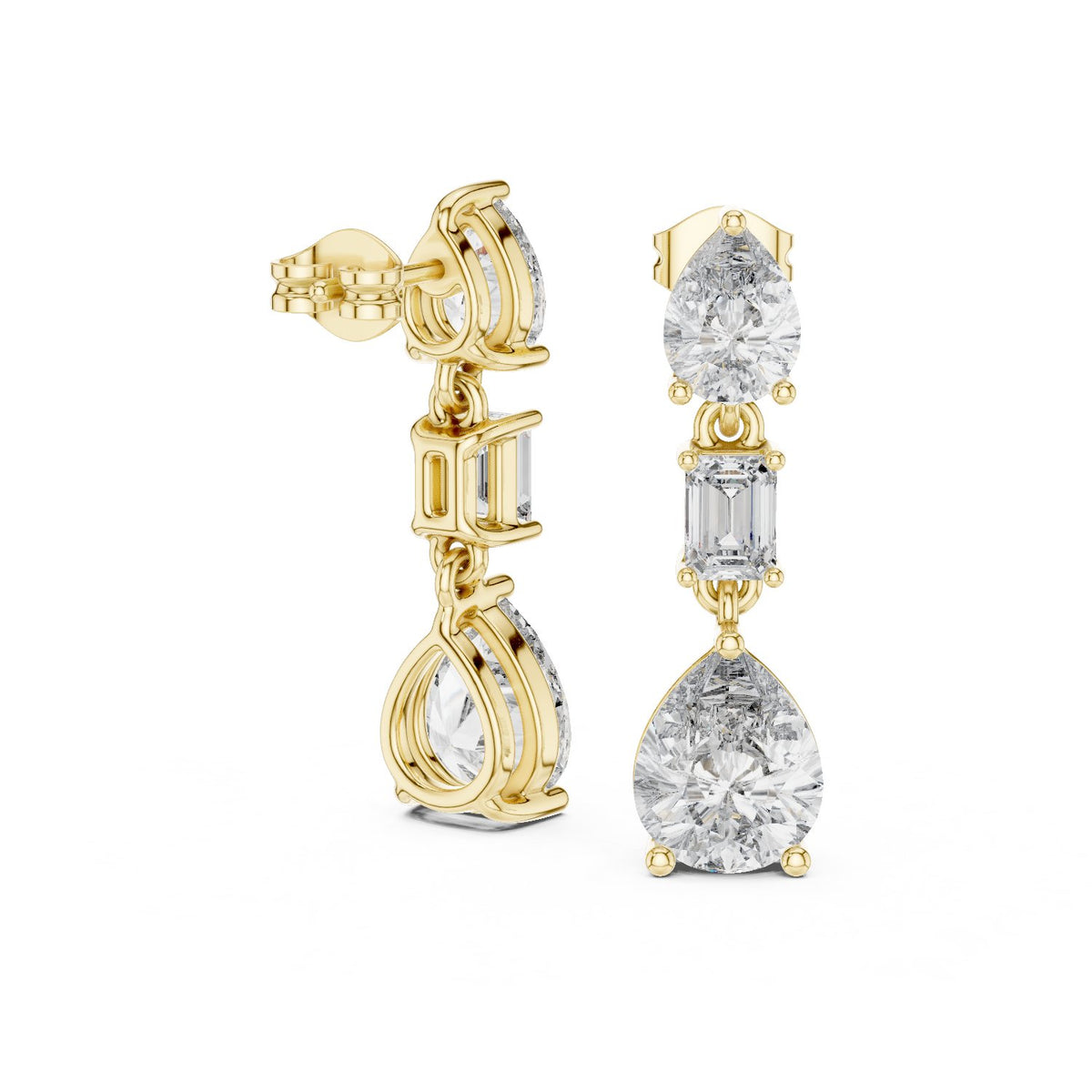 Mixed Cut Triple Drop Earrings