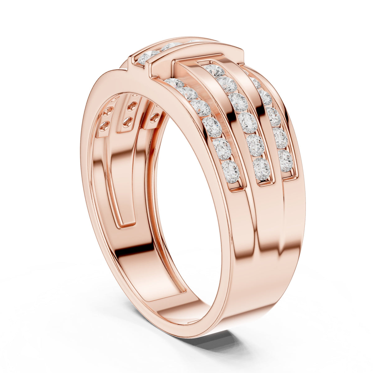 Three Row Channel Set Men's Diamond Band