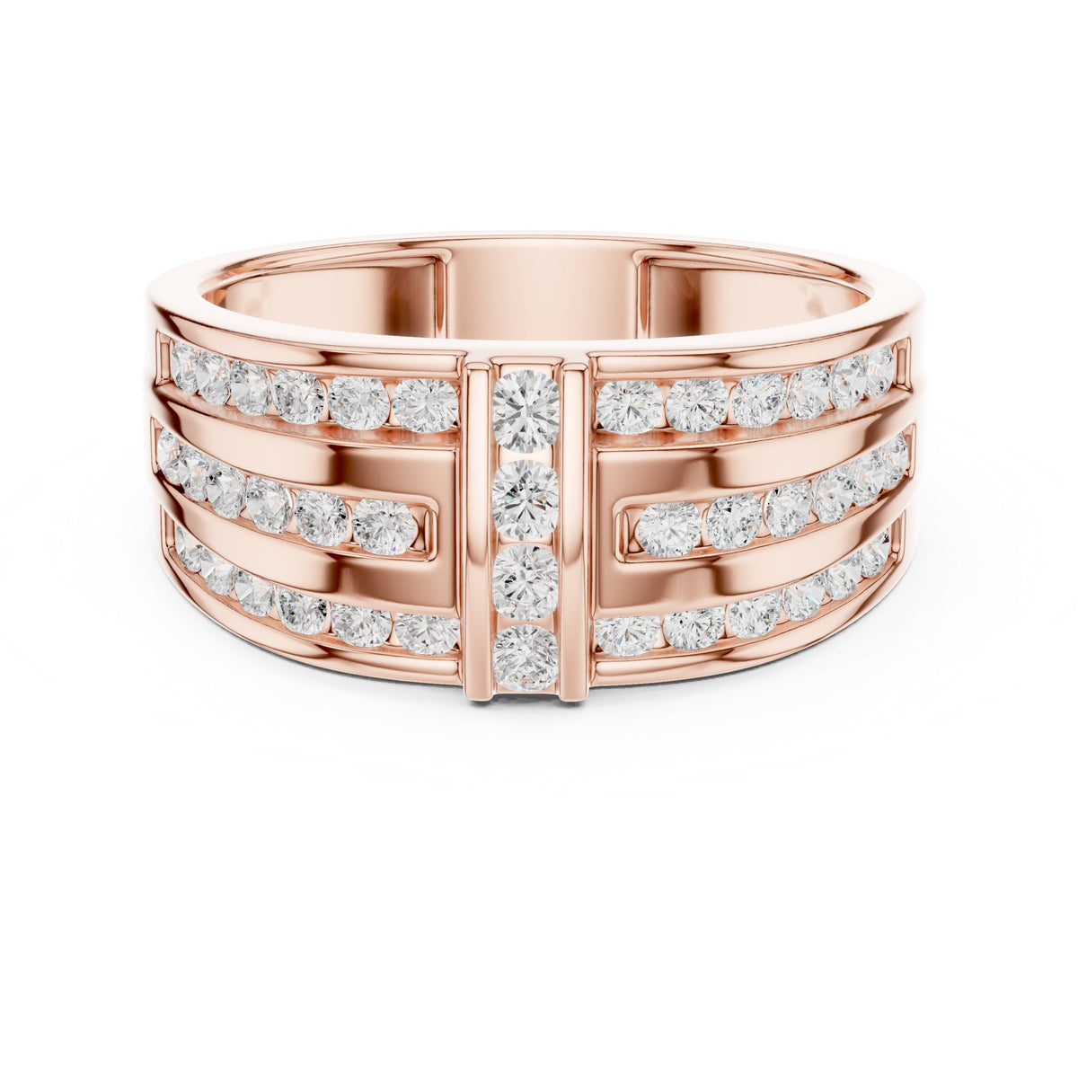 Three Row Channel Set Men's Diamond Band