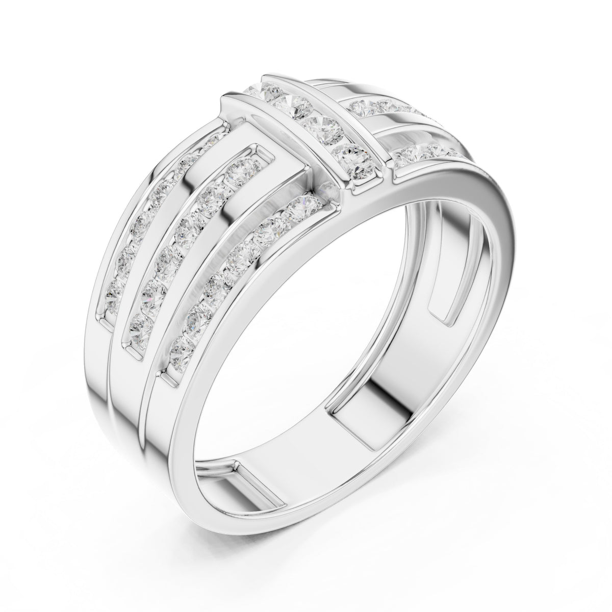 Three Row Channel Set Men's Diamond Band