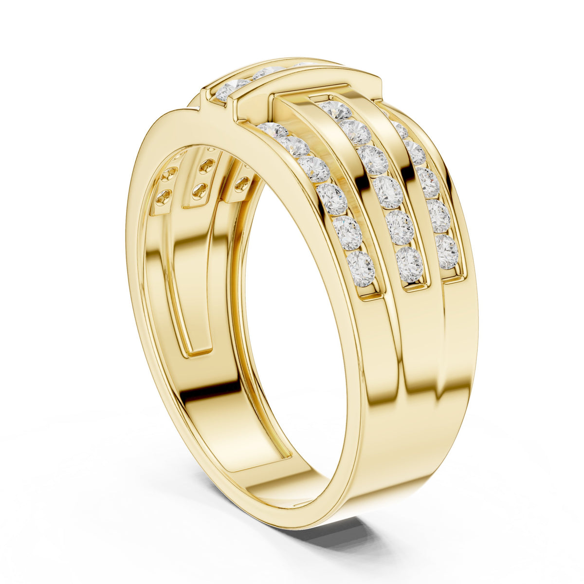 Three Row Channel Set Men's Diamond Band