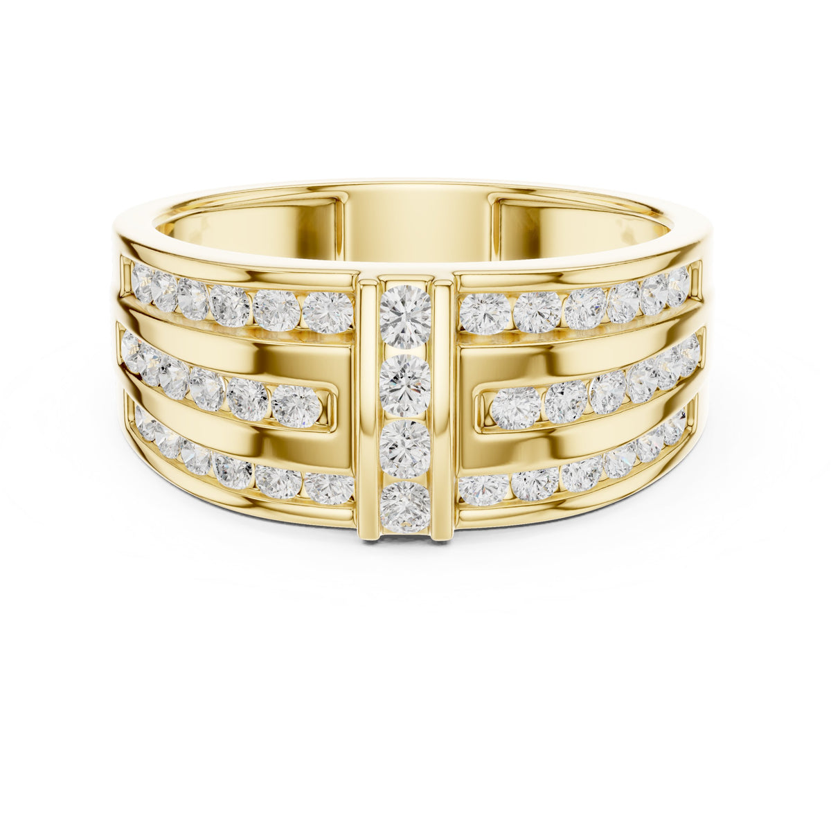 Three Row Channel Set Men's Diamond Band