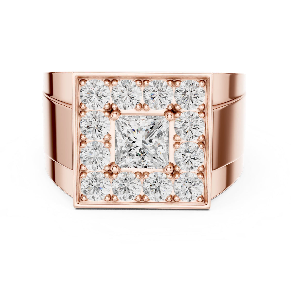 Princess Diamond Square Cluster Men's Ring