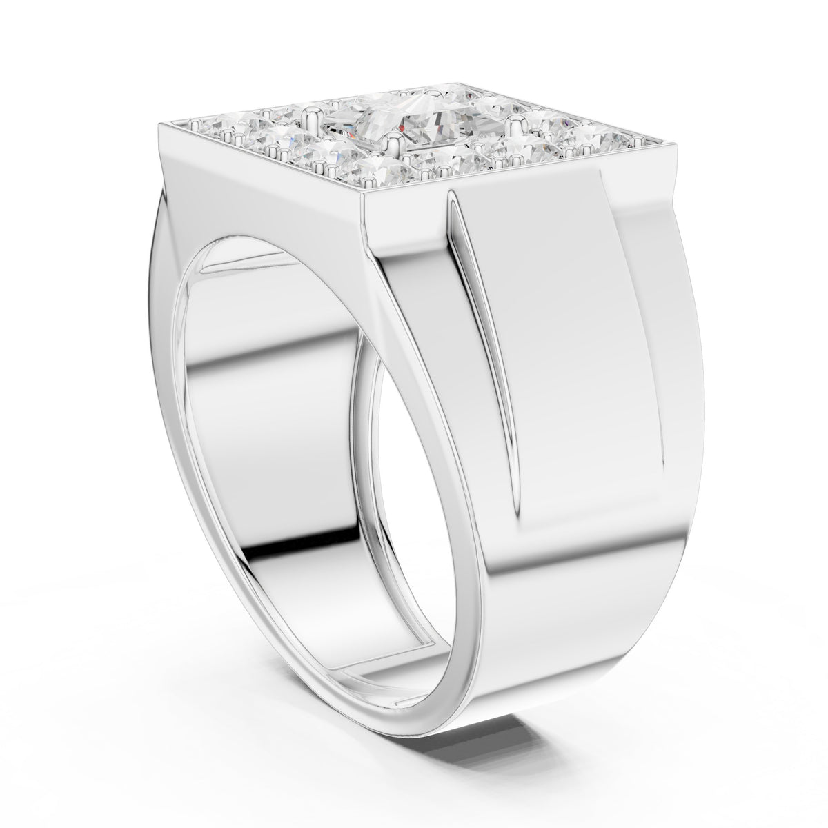 Princess Diamond Square Cluster Men's Ring
