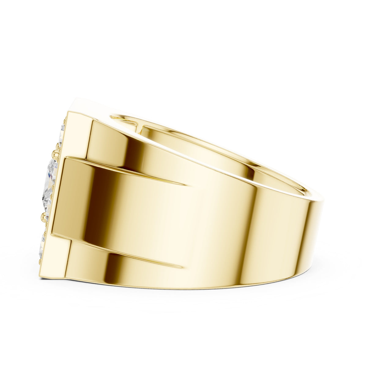 Princess Diamond Square Cluster Men's Ring in Yellow Gold - VYKA Diamonds