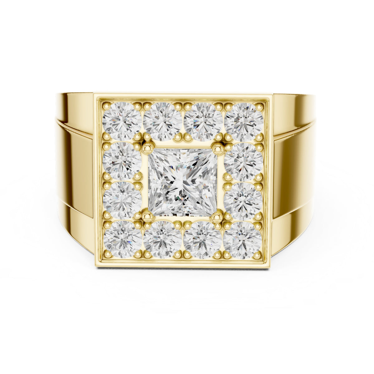 Princess Diamond Square Cluster Men's Ring