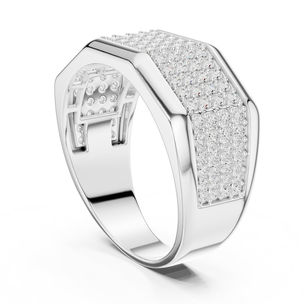 Wide Pavé Men's Diamond Band in White Gold - VYKA Diamonds