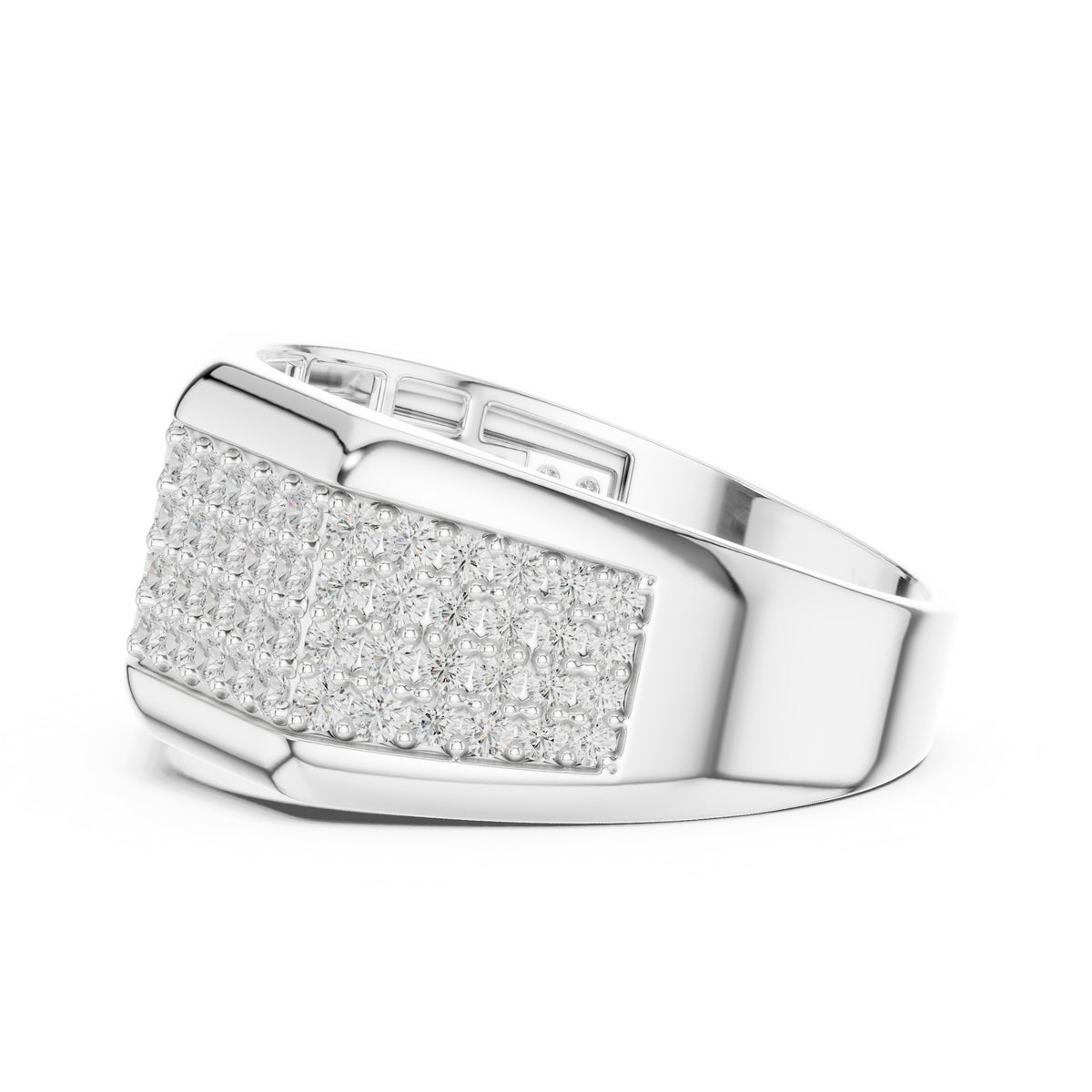 Wide Pavé Men's Diamond Band in White Gold - VYKA Diamonds