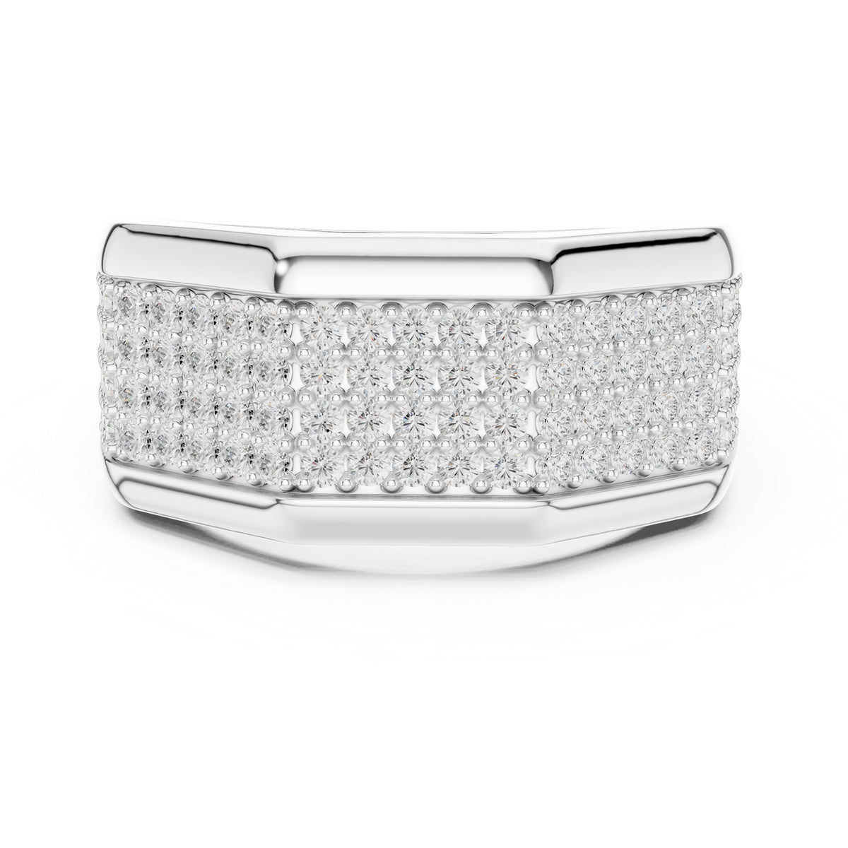 Wide Pavé Men's Diamond Band in White Gold - VYKA Diamonds