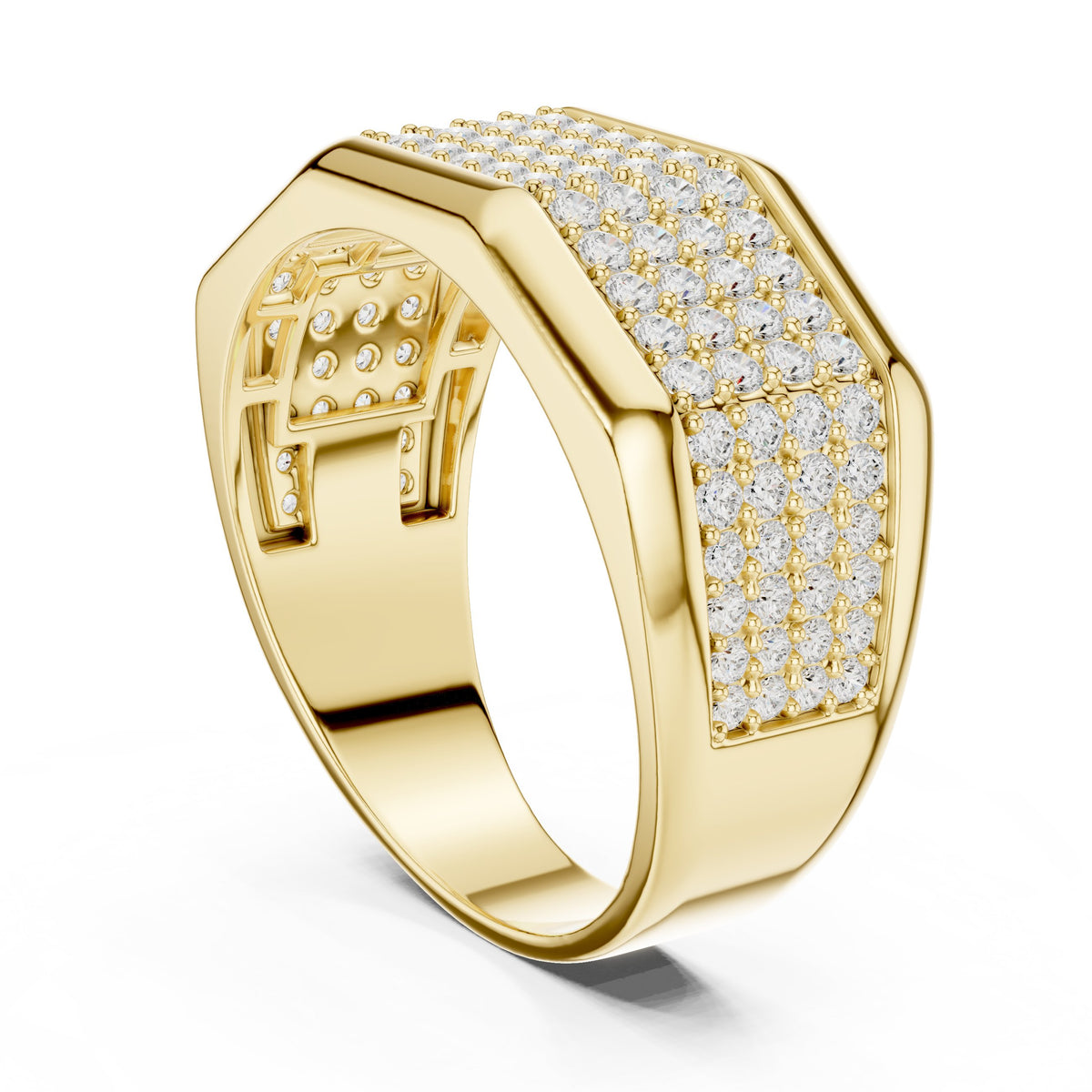 Wide Pavé Men's Diamond Band in Yellow Gold - VYKA Diamonds