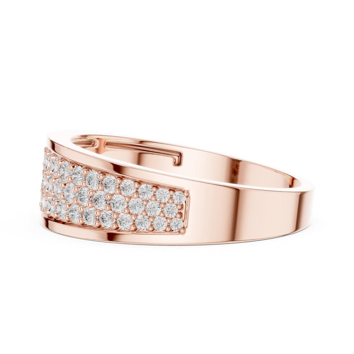 Pavé Dome Men's Diamond Band in Rose Gold - VYKA Diamonds