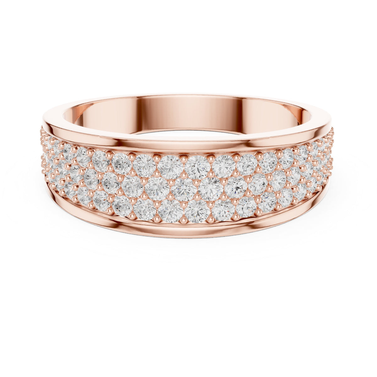 Pavé Dome Men's Diamond Band in Rose Gold - VYKA Diamonds
