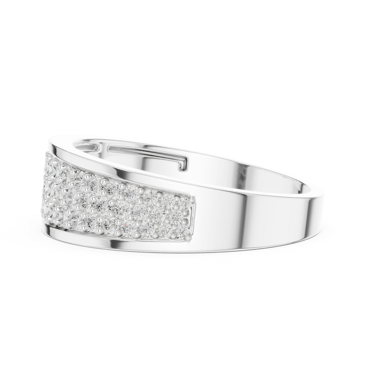 Pavé Dome Men's Diamond Band in White Gold - VYKA Diamonds