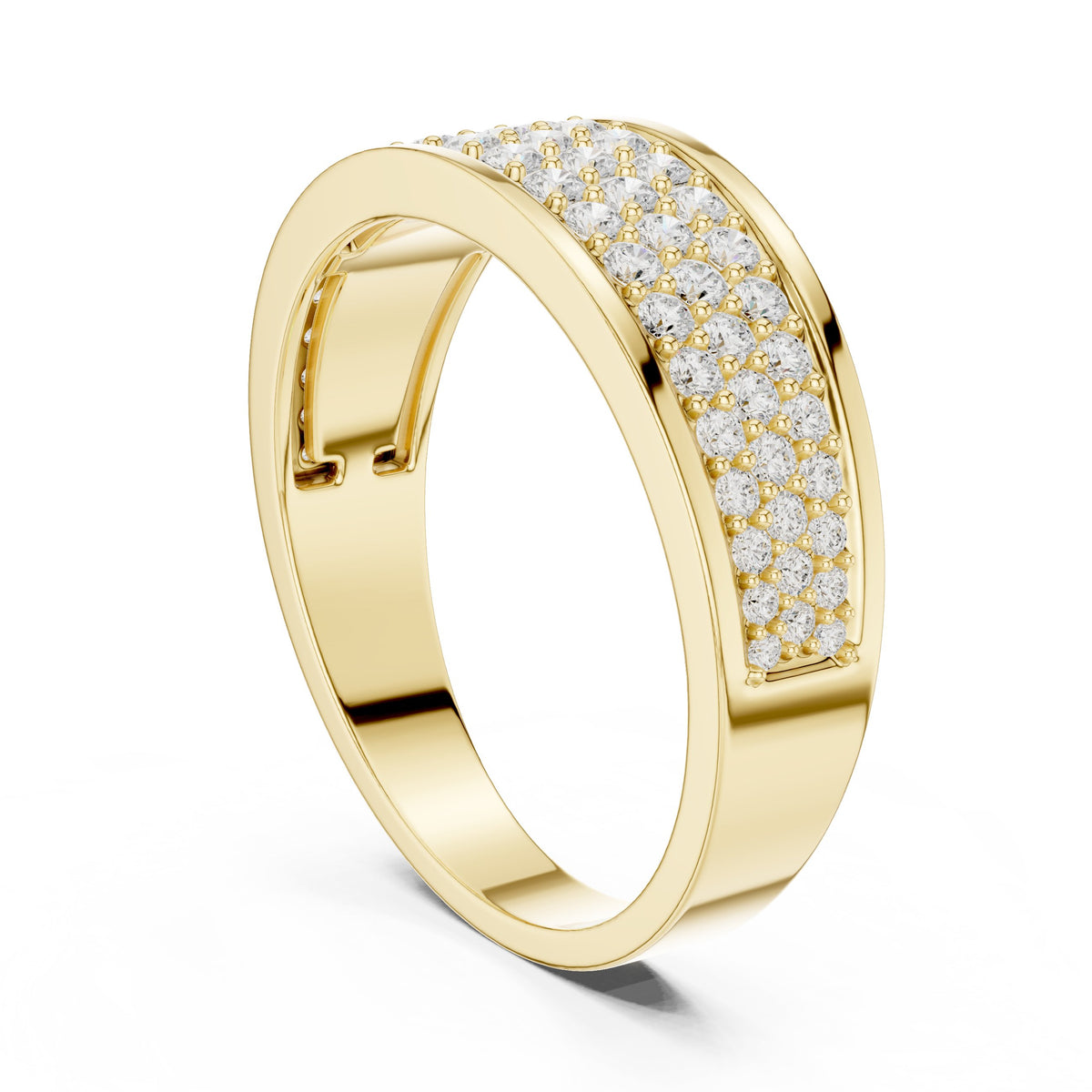 Pavé Dome Men's Diamond Band in Yellow Gold - VYKA Diamonds