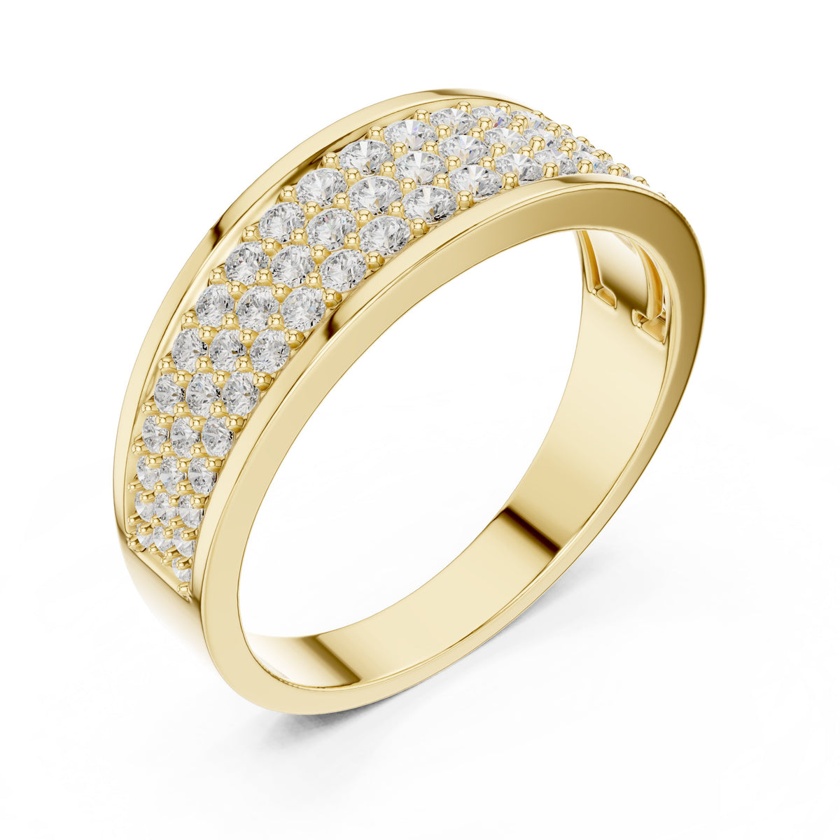 Pavé Dome Men's Diamond Band in Yellow Gold - VYKA Diamonds