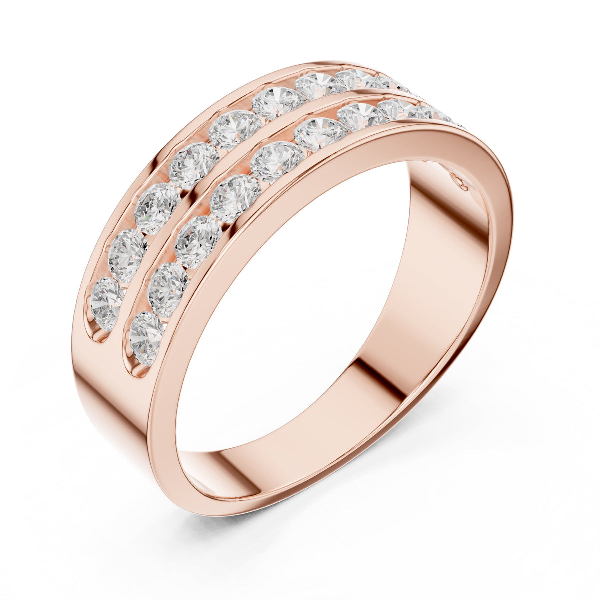Two Row Channel Set Men's Diamond Band