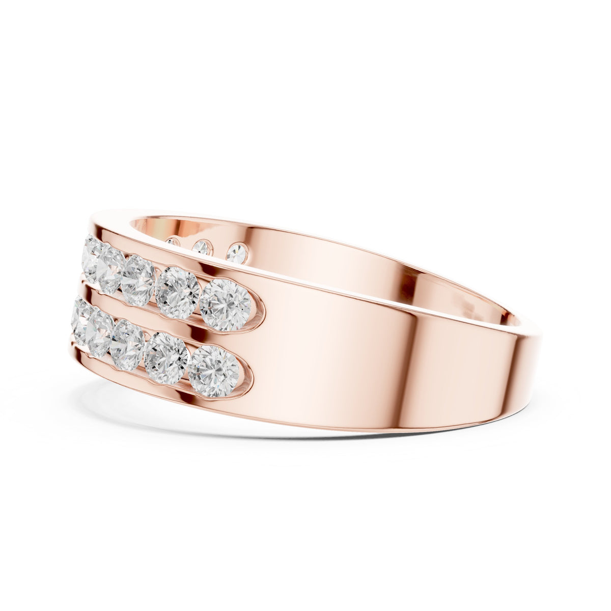 Two Row Channel Set Men's Diamond Band