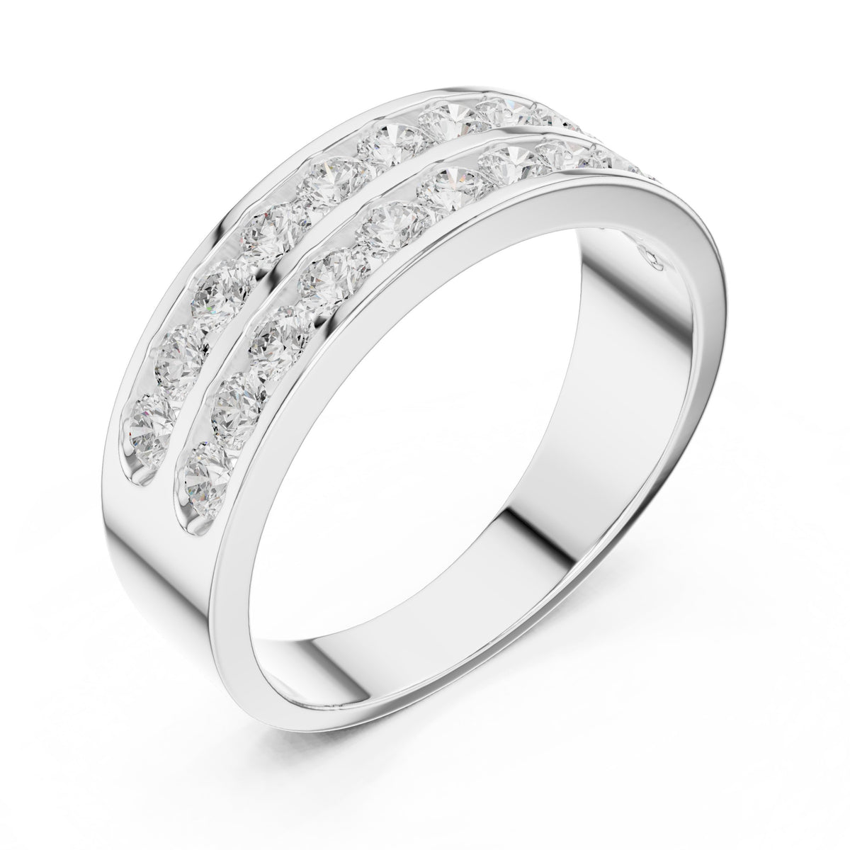 Two Row Channel Set Men's Diamond Band
