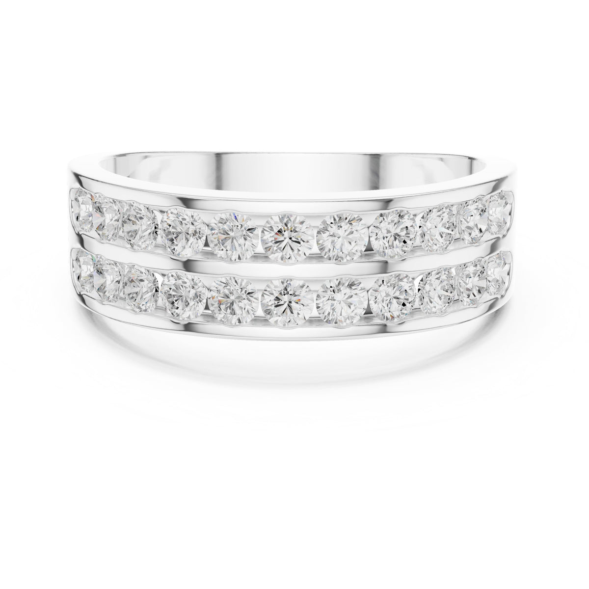 Two Row Channel Set Men's Diamond Band