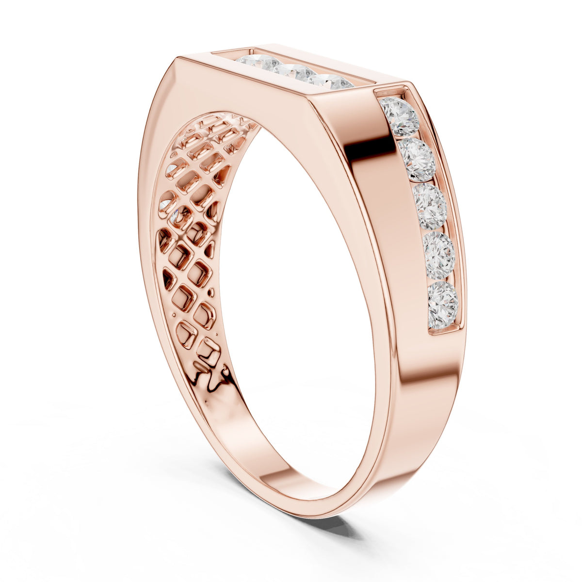 Channel Set Men's Diamond Band with Centre Bar