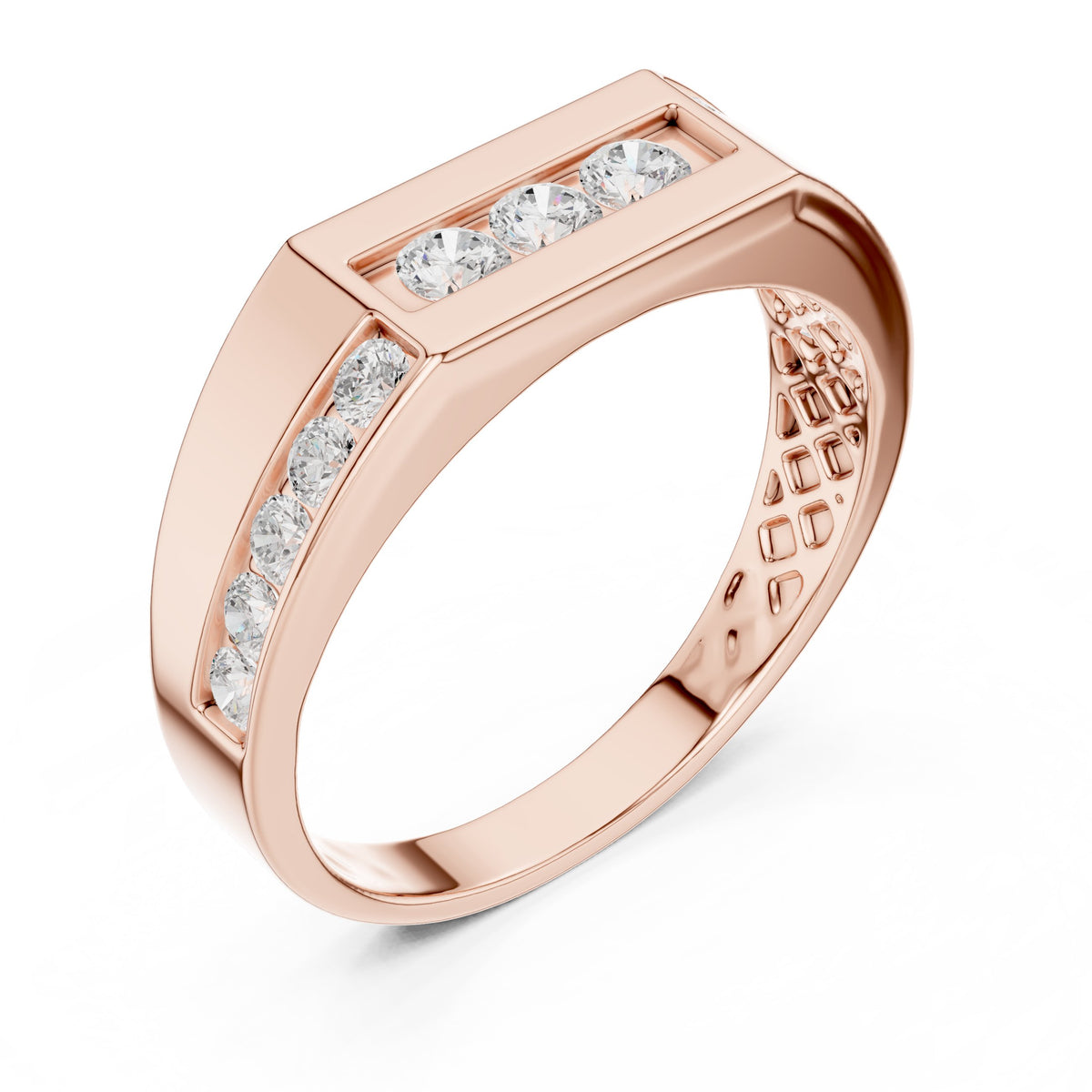 Channel Set Men's Diamond Band with Centre Bar