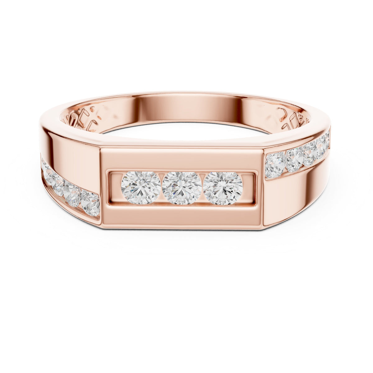 Channel Set Men's Diamond Band with Centre Bar