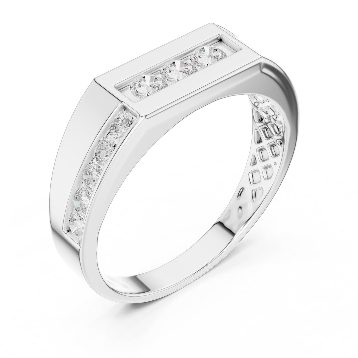 Channel Set Men's Diamond Band with Centre Bar