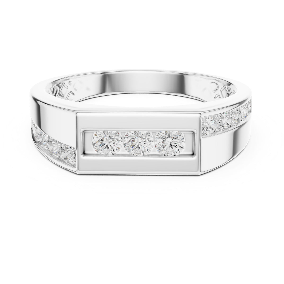 Channel Set Men's Diamond Band with Centre Bar