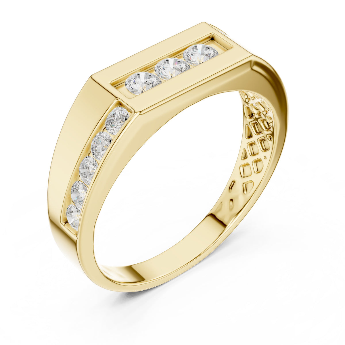 Channel Set Men's Diamond Band with Centre Bar