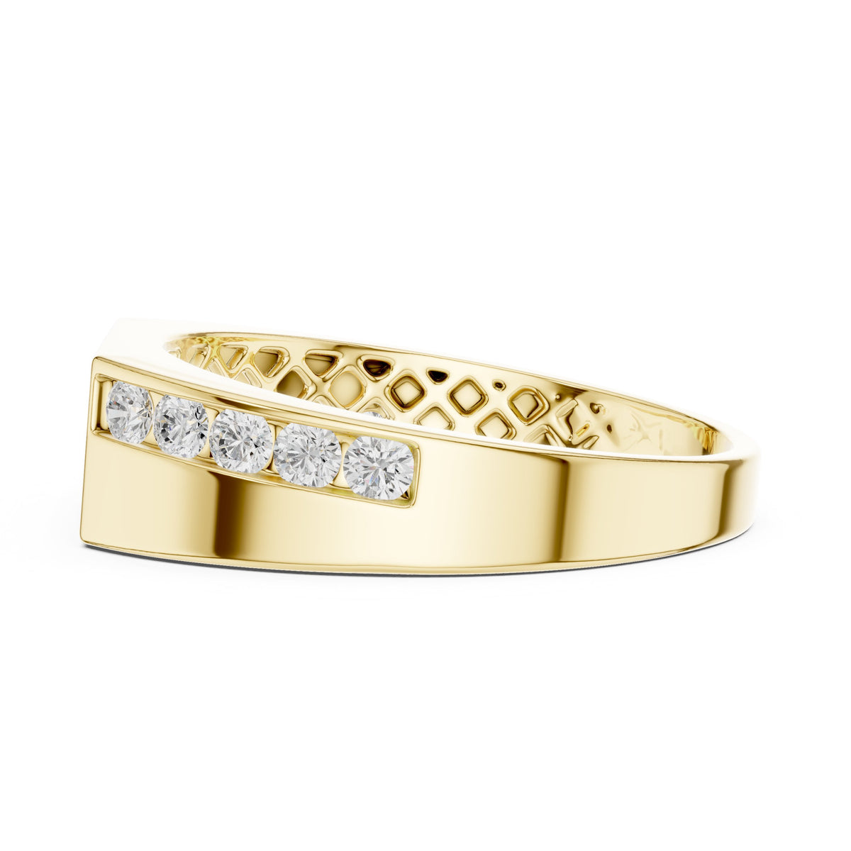 Channel Set Men's Diamond Band with Centre Bar