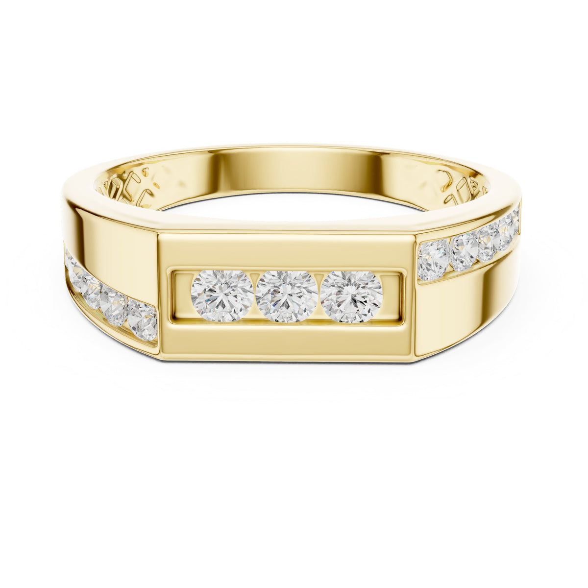Channel Set Men's Diamond Band with Centre Bar