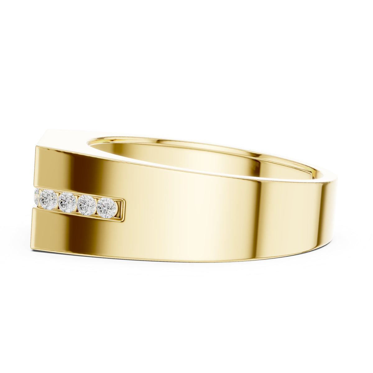 Channel Set Men's Diamond Ring with Round Centre