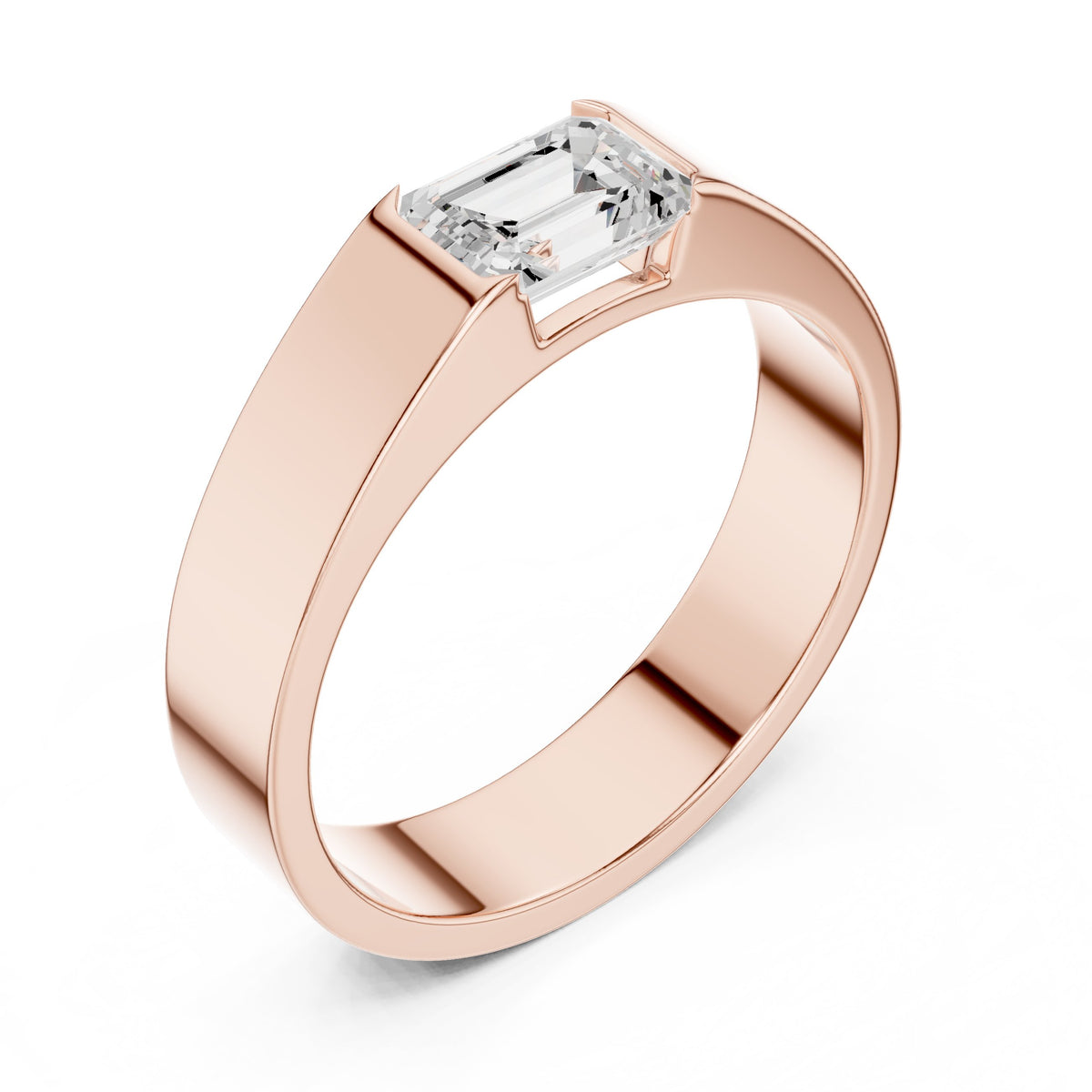 East-West Set Diamond Men's Band in Rose Gold - VYKA Diamonds