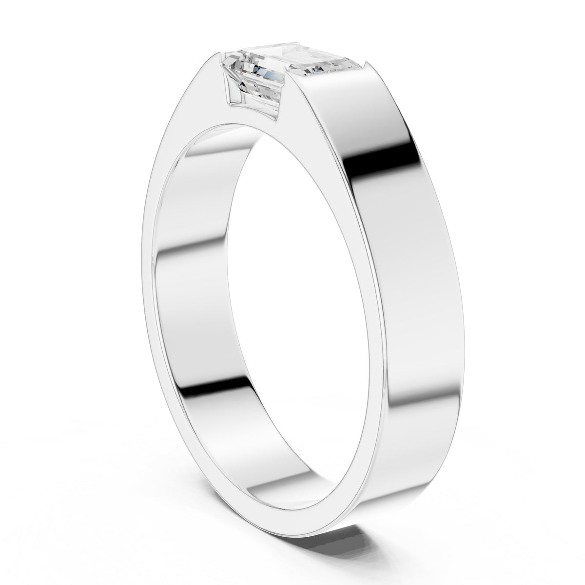 East-West Set Diamond Men's Band in White Gold - VYKA Diamonds