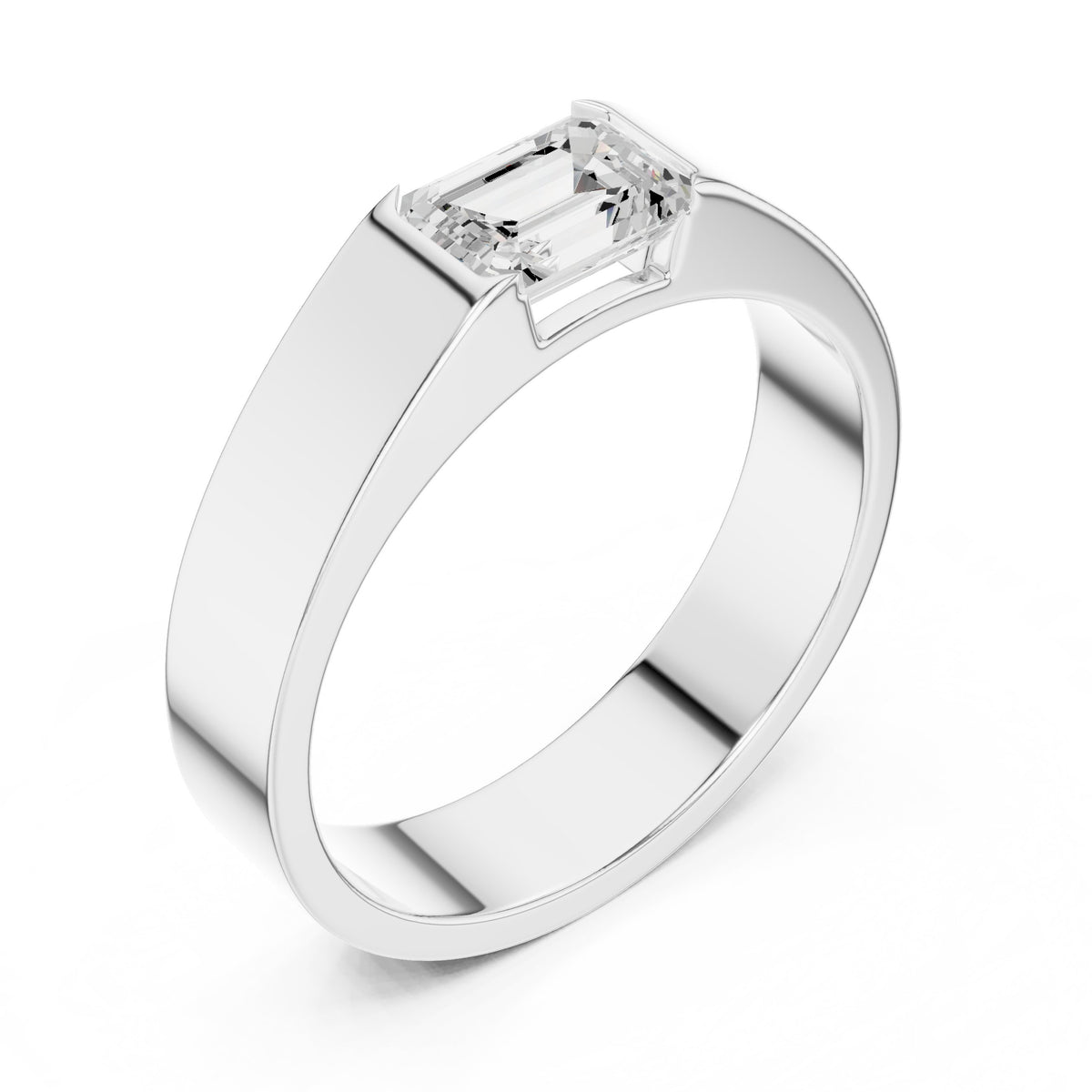 East-West Set Diamond Men's Band in White Gold - VYKA Diamonds