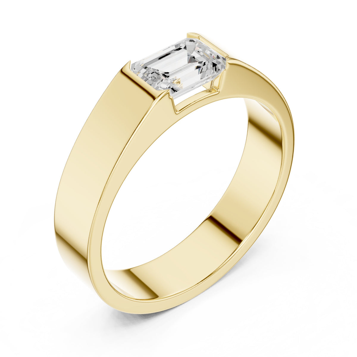 East-West Set Diamond Men's Band in Yellow Gold - VYKA Diamonds