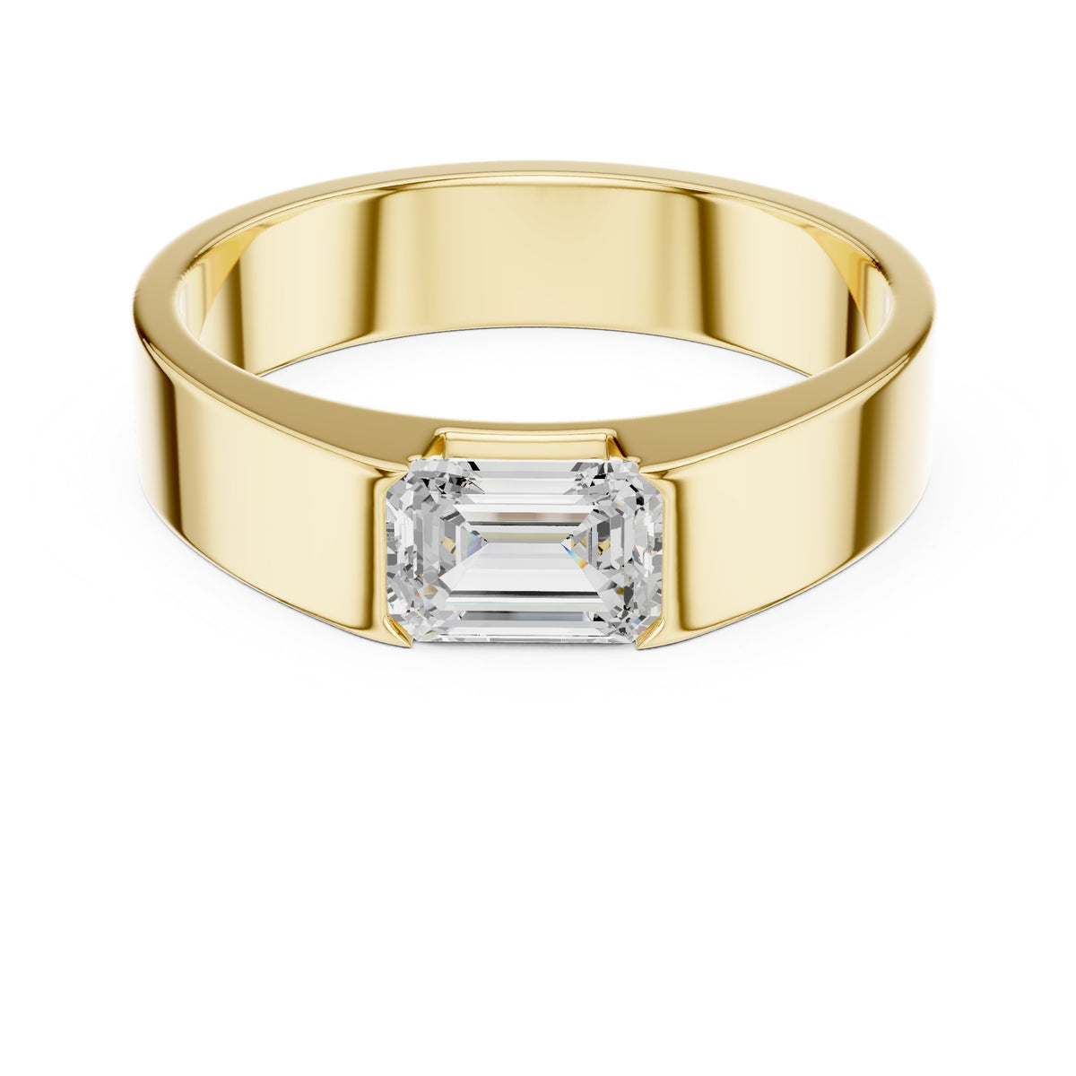 East-West Set Diamond Men's Band in Yellow Gold - VYKA Diamonds