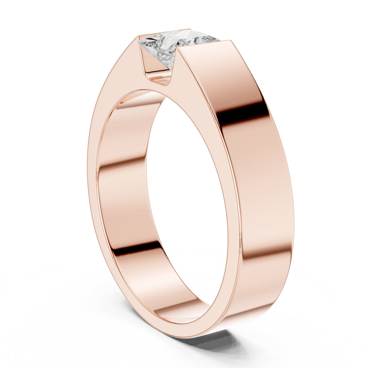 Tension Set Princess Diamond Men's Ring
