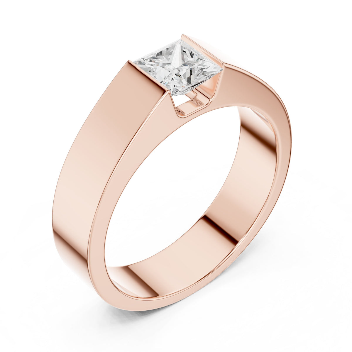 Tension Set Diamond Men's Ring in Rose Gold - VYKA Diamonds