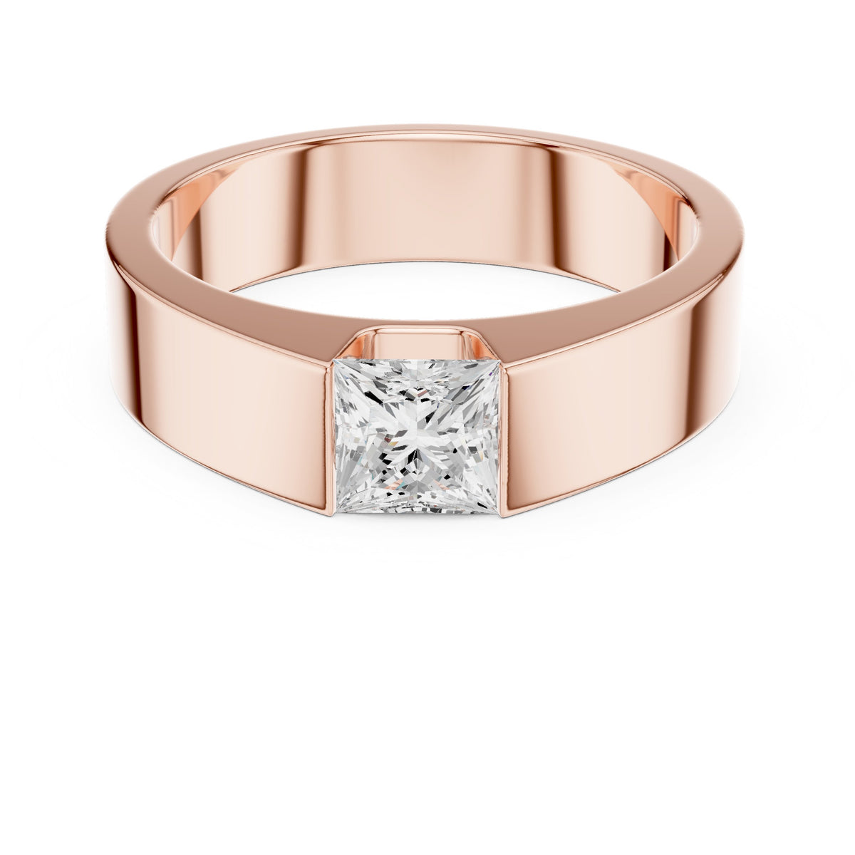 Tension Set Princess Diamond Men's Ring