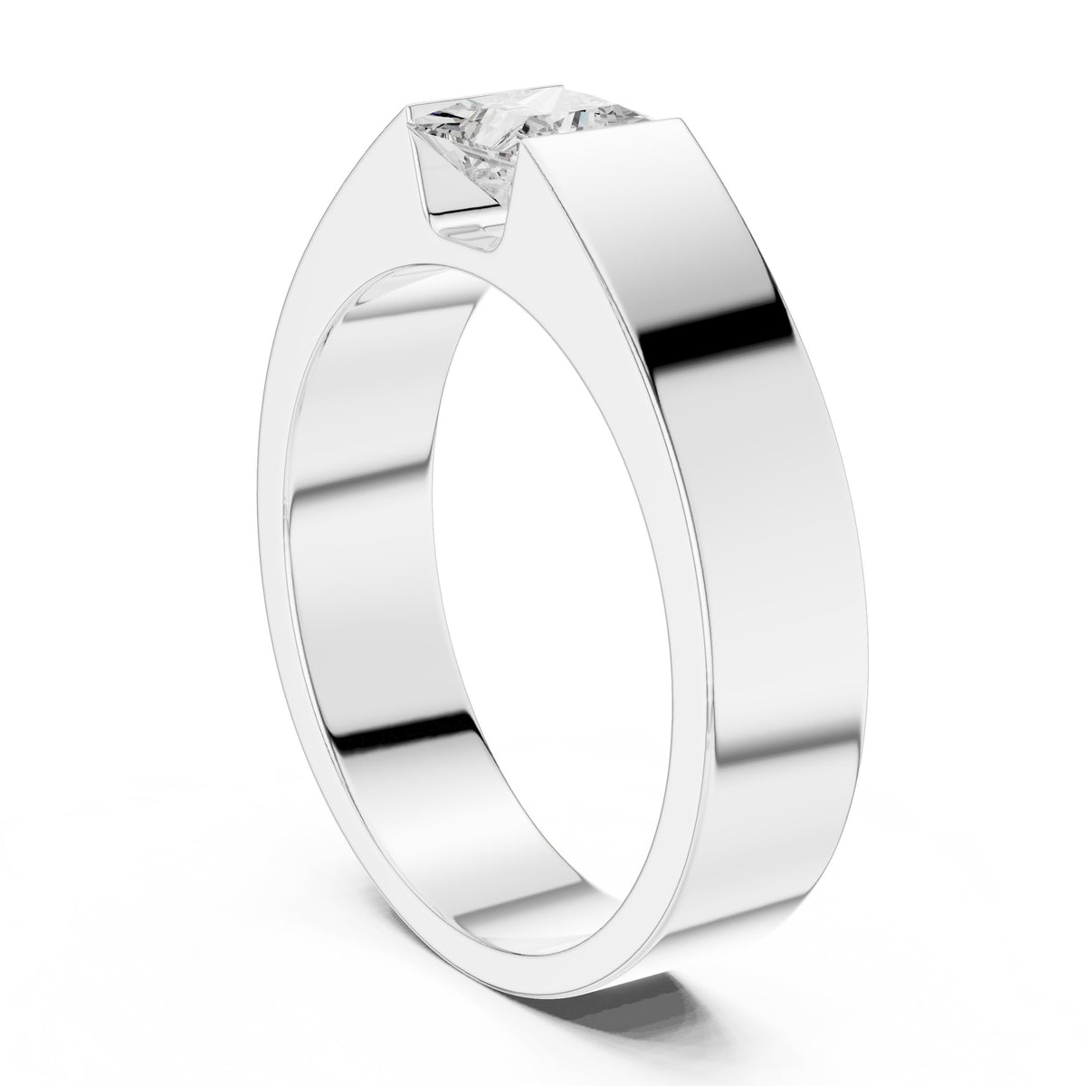 Tension Set Princess Diamond Men's Ring