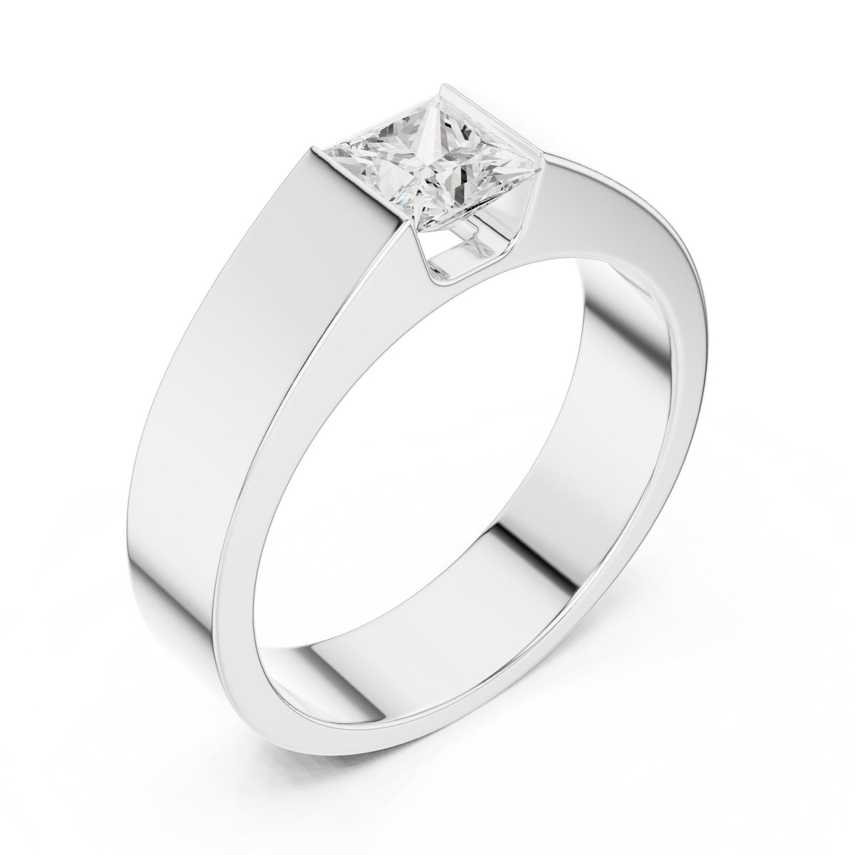 Tension Set Princess Diamond Men's Ring