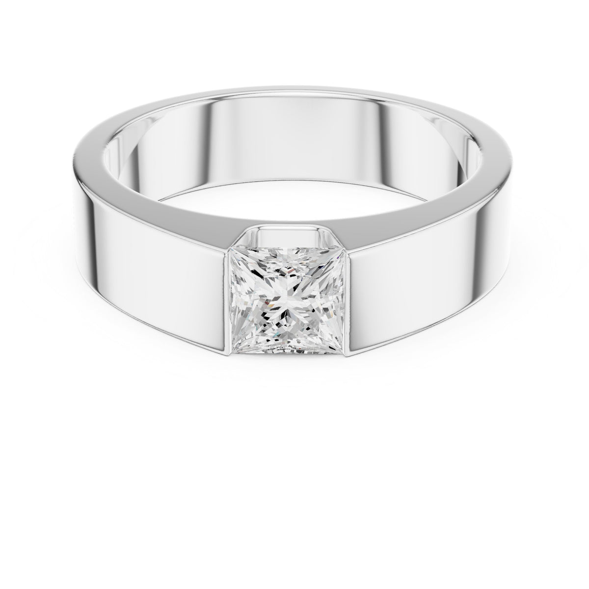 Tension Set Diamond Men's Ring in White Gold - VYKA Diamonds