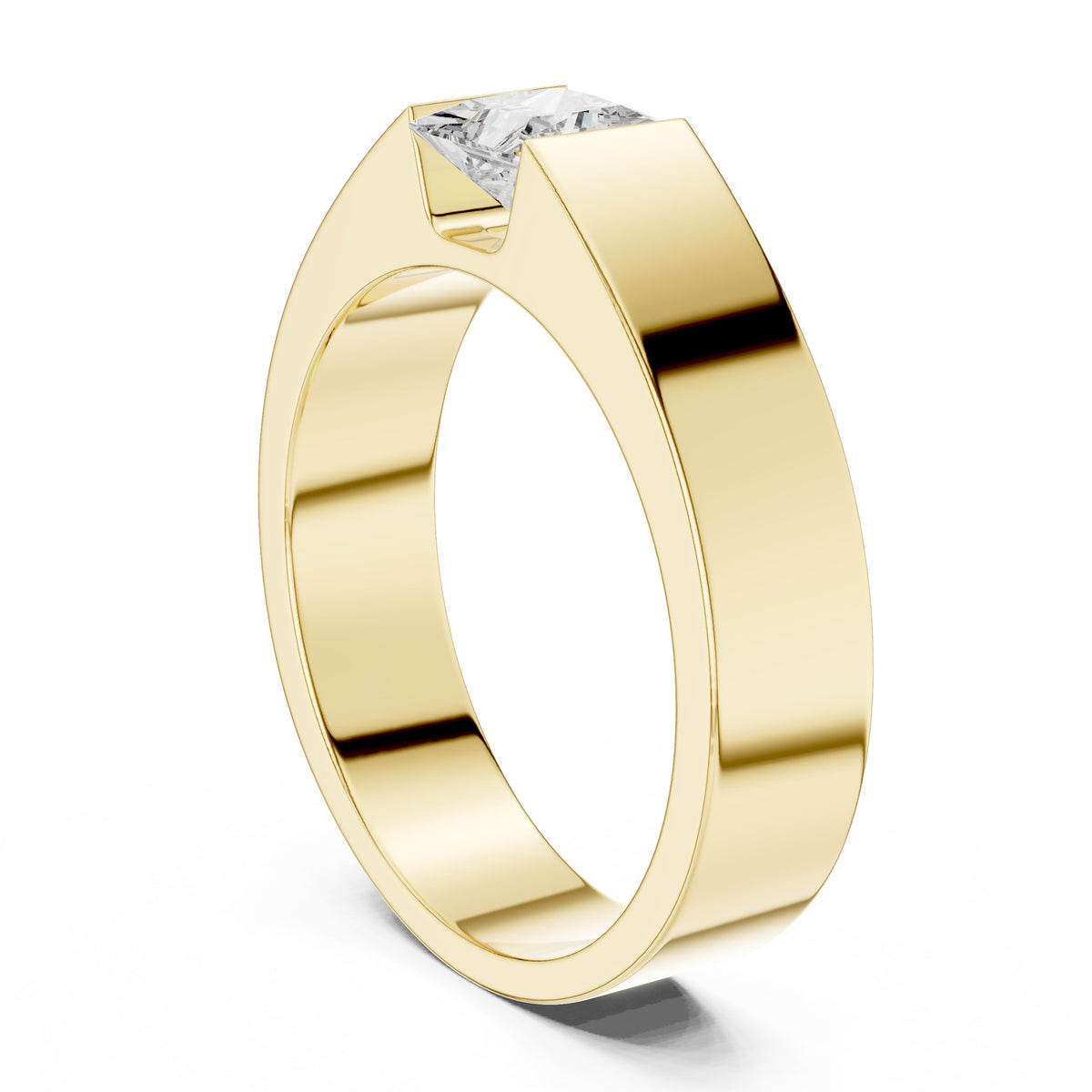 Tension Set Diamond Men's Ring in Yellow Gold - VYKA Diamonds